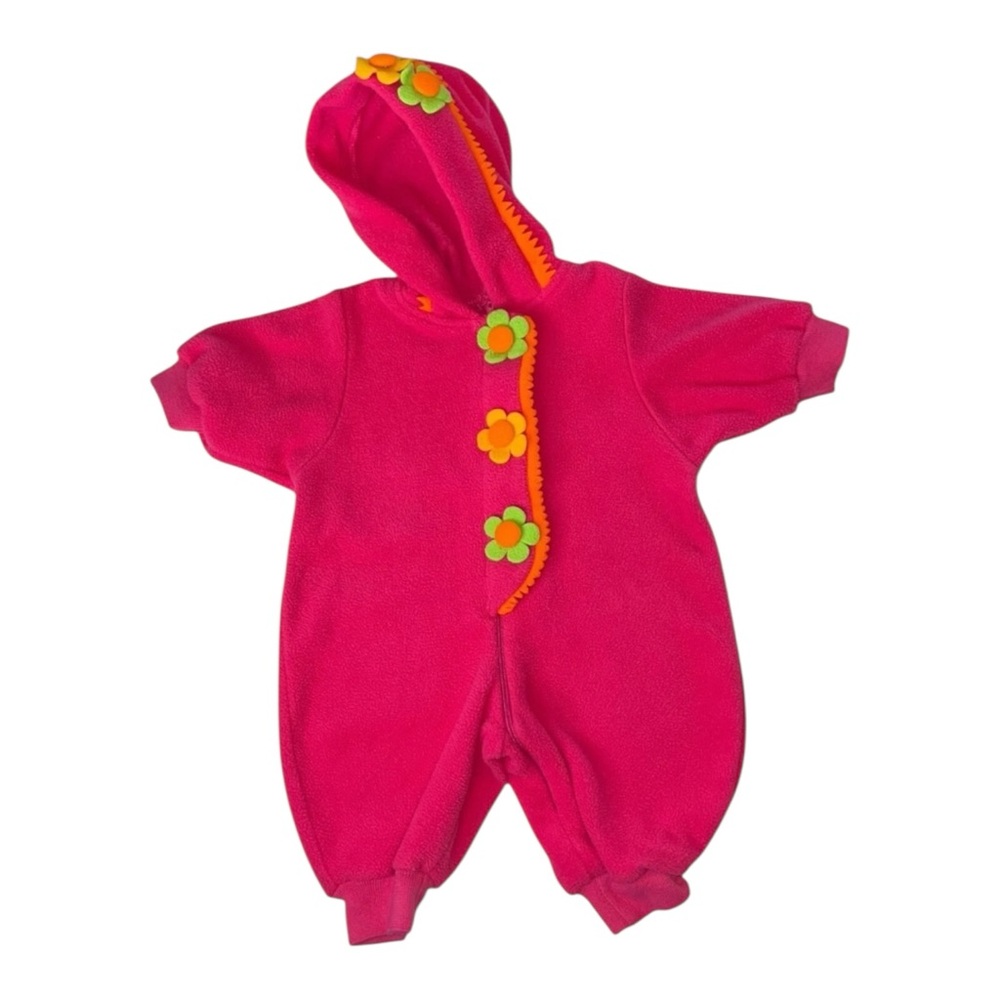 Pete's Partner 90s Vintage Pink Fleece Jacket Romper Sz 3/6 M